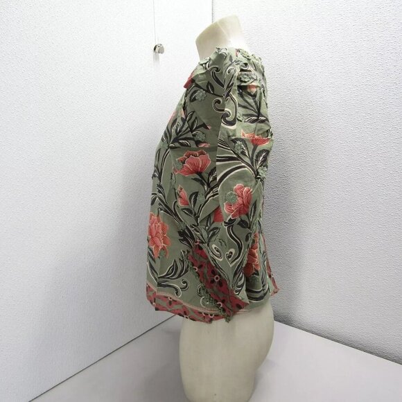 NEW FARM RIO Womens Arabesque Floral Blouse Size S Green - Picture 2 of 15